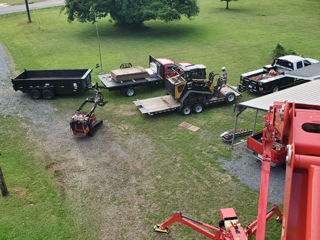 tree cutting crew preparing for work.